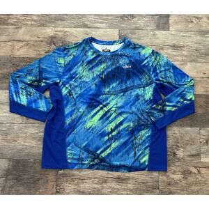 Habit x Realtree 2XL Men’s Long Sleeve Performance Fishing Shirt Blue Green UPF